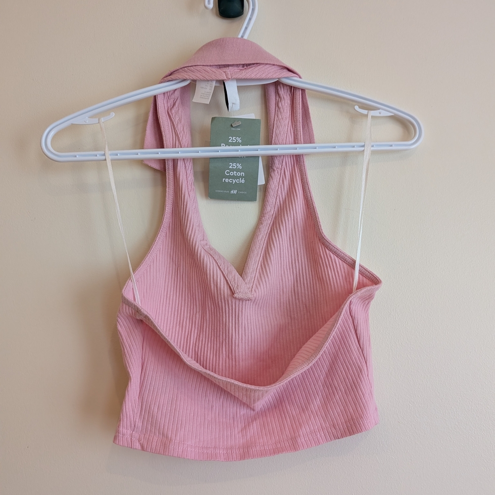 H&M Light Pink Ribbed Crop Top - Picture 2 of 3